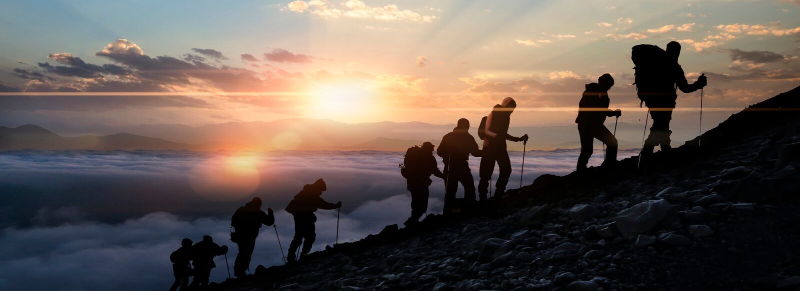 Team climbing together